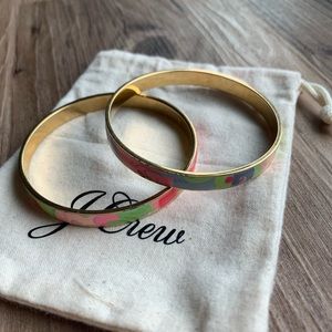 Rare J. Crew Vintage Gold Plated Enamel Bangle Bracelet Set - Like New